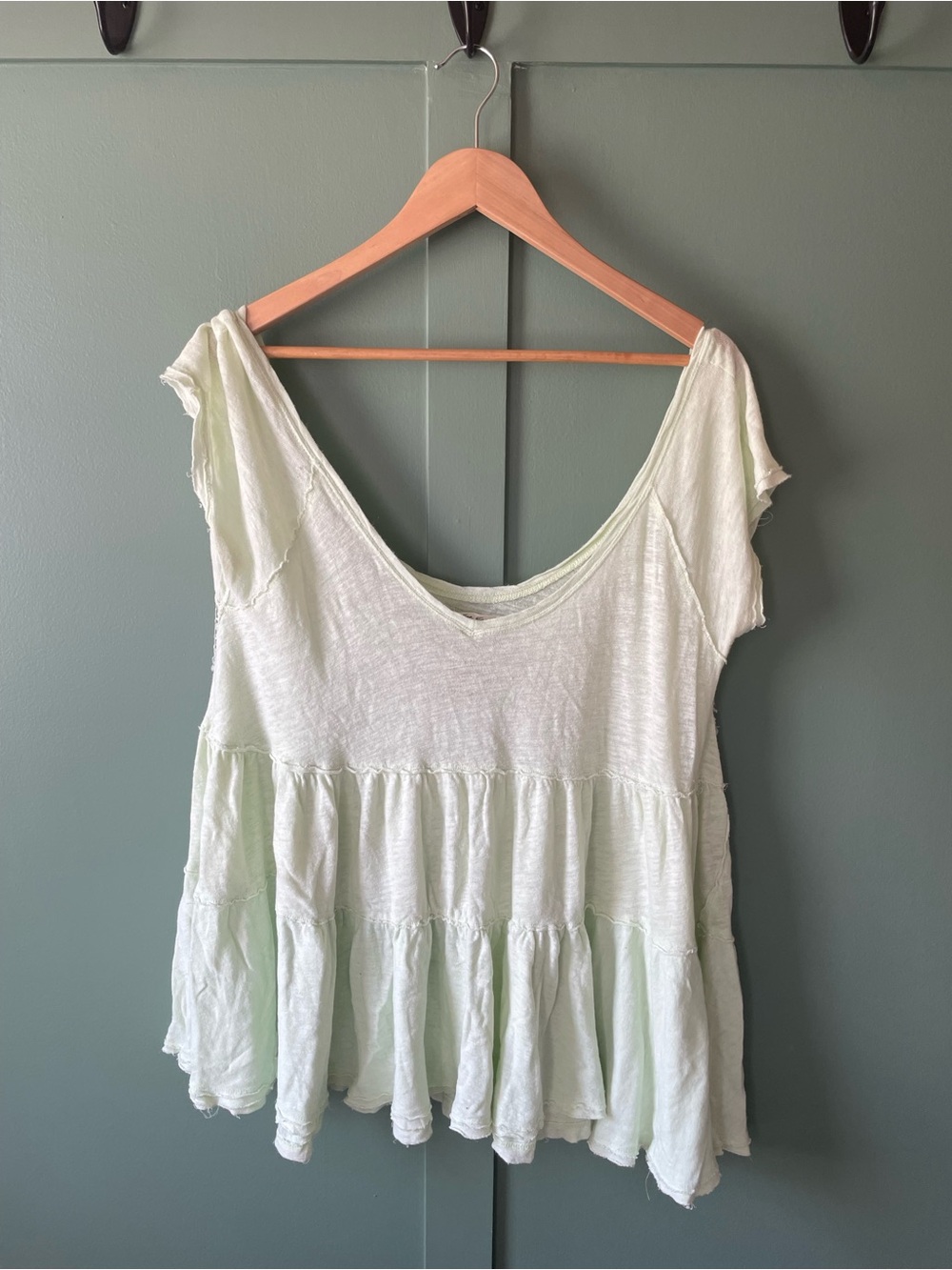 We The Free Light Sage Tiered Peasant Tunic Top